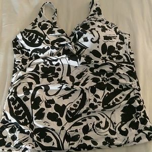Anne Cole Black & White Swim Top